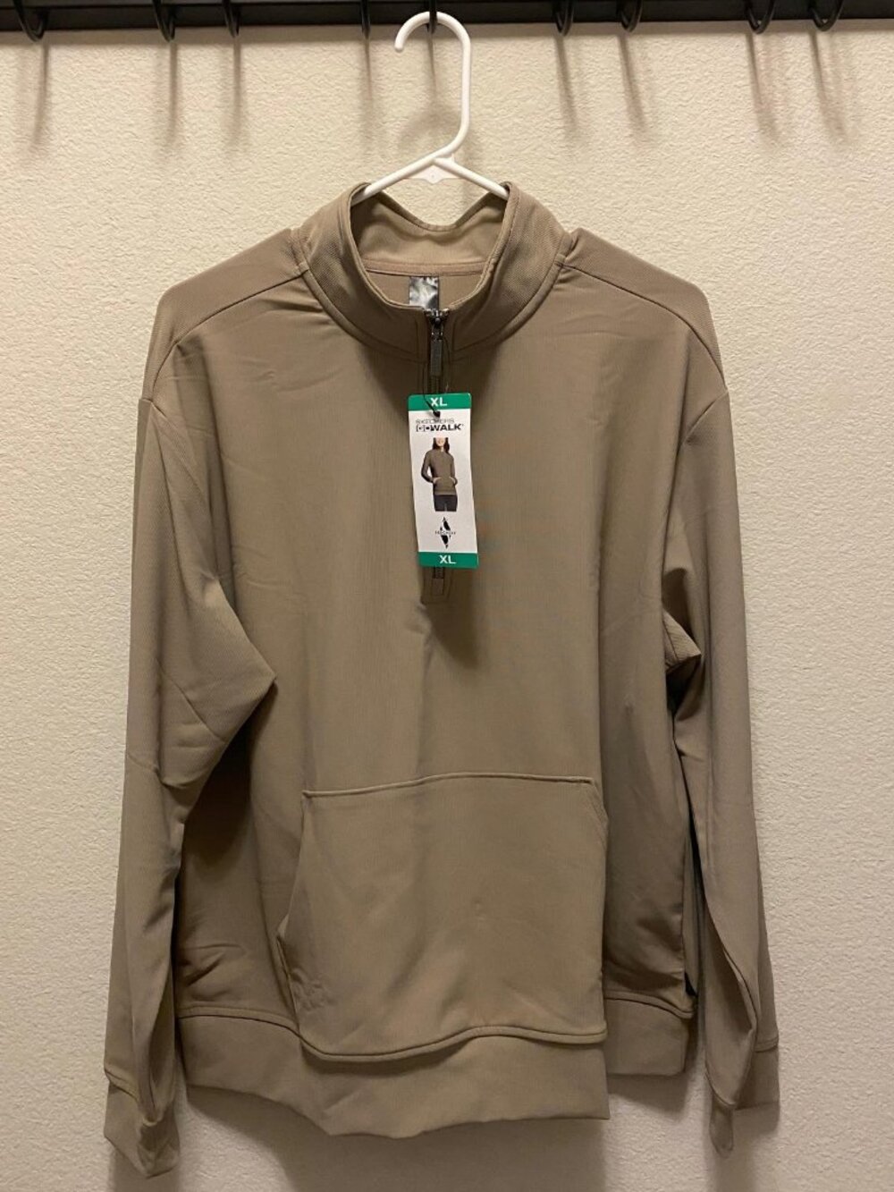 NEW Women's Skechers Go Walk 1/4 Quarter Zip Ribbed Pullover, Tan, XL